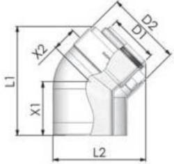 Tricox PPs/Alu könyök 110/160mm, 45°, PAKÖ052 (PAKÖ052)