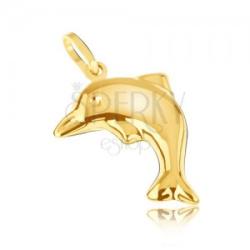 Ekszer Eshop Medál 14K sárga aranyból - háromdimenziós csillogó ugró delfin