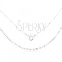 Ekszer Eshop 925 ezüst nyaklánc, kettős lánc, kerek átlátszó cirkónia