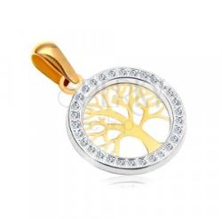 Ekszer Eshop 585 arany medál - fényes élet fája cirkóniás karikában