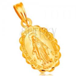 Ekszer Eshop Medál sárga 14K aranyból - ovális Szűz Mária medalion, kétoldalú