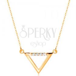 Ekszer Eshop Nyaklánc sárga 14K aranyból - háromszög körvonal átlátszó cirkóniákkal díszítve