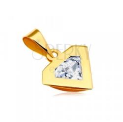 Ekszer Eshop 14K sárga arany medál - gyémánt sziluettje, átlátszó cirkónia