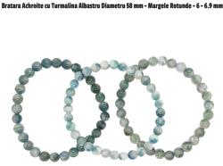Bratara Turmalina Alba si Albastra Diametru 58 mm - Margele Rotunde - 6 - 6.9 mm