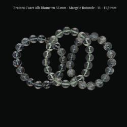 Bratara Cuart Alb Diametru 56 mm - Margele Rotunde - 11 - 11, 9 mm