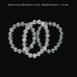  Bratara Cuart Alb Diametru 52 mm - Margele Rotunde - 9 - 9, 9 mm
