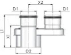 Tricox Pps/Alu osztó adapter 60/100 - 2x80, PAD5020 (PAD5020)