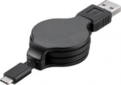  Cablu USB-C 2.0 T-T retractabil 1m Negru, KU31CN1BK (KU31CN1BK)