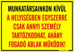  Munkatársainkon kívül a helyiségben…ahány fogadó ablak működik! Tábla matrica