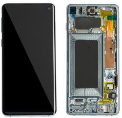 NBA001LCD005393 Samsung Galaxy S10 kék OLED kijelző érintővel kerettel előlap (NBA001LCD005393)