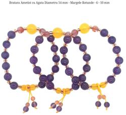  Bratara Ametist cu Agata Diametru 54 mm - Margele Rotunde - 6 - 10 mm