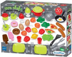 Ecoiffier Alimente și vase de bucătărie 100% Chef Ecoiffier 50 de accesorii de la vârsta de 18 luni (ECO2657)