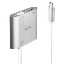 Lindy Adaptor USB-C 3.1 la HDMI 4K@30Hz + VGA MST/SST T-M Alb, Lindy L43280 (L43280)