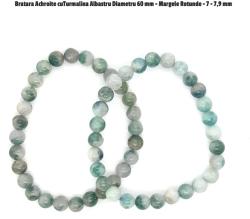 Bratara Turmalina Alba si Albastra Diametru 60 mm - Margele Rotunde - 7 - 7, 9 mm
