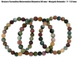  Bratara Turmalina Watermelon Diametru 50 mm - Margele Rotunde - 7 - 7, 9 mm