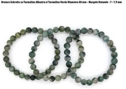  Bratara Turmalina Alba, Albastra si Verde Diametru 60 mm - Margele Rotunde - 7 - 7, 9 mm