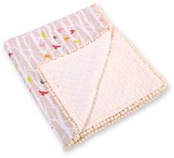 BabyLion pom-pom takaró Minky - Bézs - Madarak