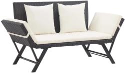 vidaXL Bancă de grădină cu perne, negru, 176 cm, poliratan (46230)