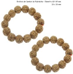 Bratara din Samburi de Rudraksha - Diametru 60- 64 mm - Margele Rotunde - 16 x 16 mm