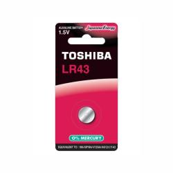 Toshiba Baterie TOSHIBA LR43 1.5V alcalina Blister 1buc echivalent 186 GP186 V12GA AG12 L1142 (LR43 BP-1C) - sogest