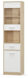 TEMPO KONDELA Vitrines szekrény 1D1W1S, fehér/tölgy sonoma, TEYO