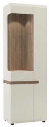 TEMPO KONDELA Vitrin, fehér extra magas fényű HG/trufla sonoma tölgy, balos, LYNATET 01