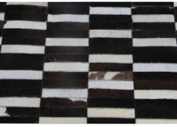 TEMPO KONDELA Luxus bőrszőnyeg, barna /fekete/fehér, patchwork, 69x140, bőr TIP 6 - sprintbutor