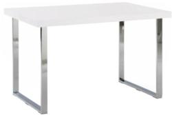 TEMPO KONDELA Étkezőasztal, fehér HG + króm, 130x80 cm, TALOS - sprintbutor