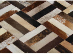 TEMPO KONDELA Luxus bőrszőnyeg, barna /fekete/bézs, patchwork, 170x240 , bőr TIP 2 - sprintbutor