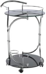 TEMPO KONDELA Zsúrasztal, fekete üveg + fém (króm), VESNA