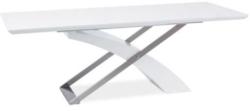 TEMPO KONDELA Meghosszabbítható étkezőasztal, fehér extra magasfényű HG/fém, 160-220x90 cm, KROS - sprintbutor