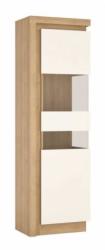 TEMPO KONDELA Vitrines szekrény LYOV03P, tölgy riviera/fehér extra magasfényű, LEONARDO