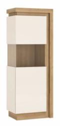 TEMPO KONDELA Vitrines szekrény LYOV01L, tölgy riviera/fehér extra magasfényű, LEONARDO