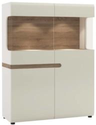 TEMPO KONDELA Vitrin, fehér extra magas fényű HG/trufla sonoma tölgy, LYNATET 33