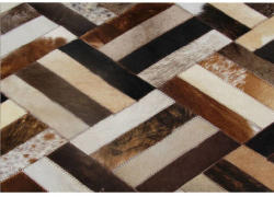 TEMPO KONDELA Luxus bőrszőnyeg, barna /fekete/bézs, patchwork, 70x140 , bőr TIP 2 - sprintbutor