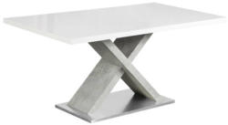 TEMPO KONDELA Étkezőasztal, fehér magasfényű HG/beton, 160x90 cm, FARNEL - sprintbutor