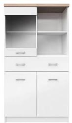 TEMPO KONDELA Vitrines szekrény 2D1W1S/80, fehér/tölgy sonoma, TOPTY Typ 02