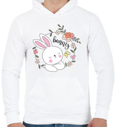 printfashion Easter Bunny - Férfi kapucnis pulóver - Fehér (2400201)