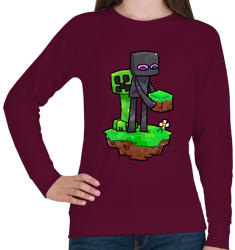 printfashion Minecraft barátok - Női pulóver - Bordó (2316405)