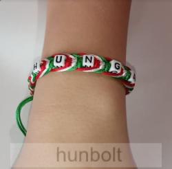  Fonott nemzeti HUNGARY kockás karkötő - zöld