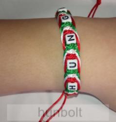  Fonott nemzeti HUNGARY kockás karkötő - piros