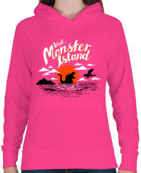 printfashion Visit Monster Island - Női kapucnis pulóver - Fukszia (2304213)