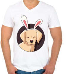 printfashion Bunnydog - Férfi V-nyakú póló - Fehér (2399797)