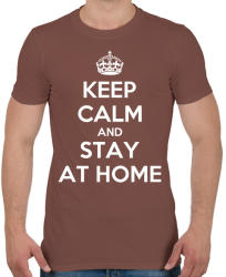 printfashion Keep calm and stay home! - Férfi póló - Mogyoróbarna (2352721)