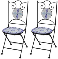 vidaXL Kék és fehér összecsukható kerámia kerti szék 2db (41531)