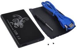 Carcasa HDD 2.5" SATA USB 3.0 include surubelnita cablu husa piele artificiala negru (CASE HDD USB3.0)