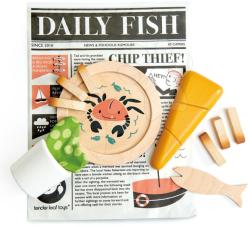 Tender Leaf Cină tradițională englezească pentru pescari Fish and Chips supper Tender Leaf Toys în hârtie de ziar (din lemn) (TL8238)