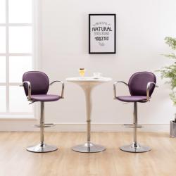 vidaXL Scaune de bar cu brațe, 2 buc. , violet, piele ecologică (249708)