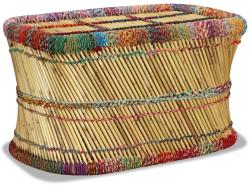 vidaXL Măsuță de cafea cu detalii chindi, multicolor, bambus (244215) Masa de cafea