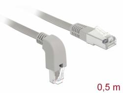 Delock Cablu de retea RJ45 cat 6A S/FTP unghi jos/drept 0.5m Gri, Delock 85873 (85873)